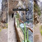 El vídeo viral de Ilusión Viajera muestra algunos de los puntos más impresionantes del recorrido entre Caín y Poncebos, como túneles excavados en roca, pasarelas colgantes y el icónico cauce del río Cares