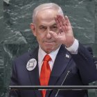 El primer ministro de Israel Benjamin Netanyahu habla durante el Debate General de la 80ª sesión de la Asamblea General de Naciones Unidas este viernes en Nueva York.