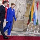 La primera ministra danesa con Emanuel Macron.