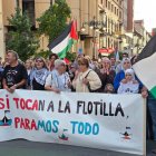 Un momento de la manifestación ayer en León en apoyo a la flotilla