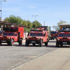 Exhibición de medios de la UME ayer en la parada militar.