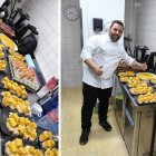 Ricardo Martín, campeón nacional de tortilla, posa en su cocina con decenas de pinchos listos para el servicio en Monalisa Gastrobar