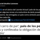 Una de las publicaciones del hilo #Palabradeldía rescata la expresión "palo de los pobres", símbolo vecinal de solidaridad tradicional en León.