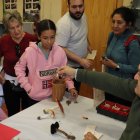 El micólogo Juan Antonio Sánchez clasifica los hongos.  Los niños aportaron muchas cestas con setas.