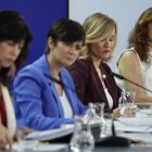 Ana Redondo, Isabel Rodríguez, Pilar Alegría y Mónica García, tras el Consejo de Ministros.