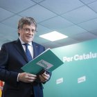 Carles Puigdemont el lunes, durante su comparecencia ante los medios desde Perpiñán.