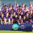 Foto de la selección de Castilla y León con las benjamines del CD Palencia Fútbol Femenino.