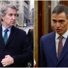 Alberto Núñez Feijóo y Pedro Sánchez durante la ceremonia de aniversario de la Constitucion.