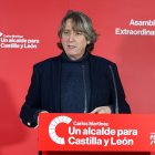 El secretario general del PSOECyL y candidato de la Presidencia de la Junta, Carlos Martínez, en la Asamblea Extraordinaria del PSOE de Soria.