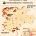 Incendios forestales en Castilla y León durante 2025 (18cmx18cm).