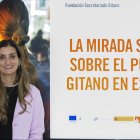 La directora general de la Fundación Secretariado Gitano, Sara Giménez, durante la presentación este martes en Madrid del barómetro 'La mirada social sobre el pueblo gitano en España', el primer estudio que analiza de manera integral cómo percibe la sociedad española a la comunidad gitana y hasta qué punto esa percepción se ajusta o no a la realidad. EFE/Sergio Pérez