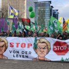 Las banderas leoesas se sumaron a las de otros países en la manifestación de Bruselas.