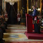 Don Felipe durante el discurso de la Pascua Militar en el Palacio Real.