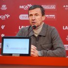 Cuco Ziganda en su rueda de prensa previa al partido.