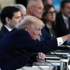 Trump ayer, en la Casa Blanca en la reunión con las petroleras mundiales.