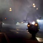 Vista de un momento del desfile de antorchas en Pingüinos