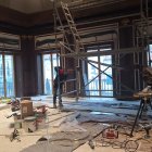 El salón de plenos de San Marcelo del Ayuntamiento de León está desmontado aún.