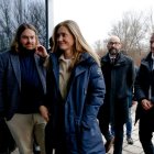 La ministra para la Transición Ecológica y Reto Demográfico, Sara Aagesen, a su llegada al polígono de La Robla.  Aagesen, junto a otras autoridades, recorrió la zona en la que se asentará La Robla Green.