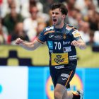 Dani Fernández celebra su gol contra Austria.