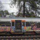 El tren accidentado, a 21 de enero de 2026, en Gelida, Barcelona, Catalunya (España). 