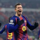 Lewandowski celebra su gol al Slavia de Praga. Antes había marcado en propia puerta.