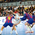 El Ademar en su partido frente al Barcelona de esta temporada en el Palacio de Deportes.