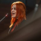 Sara García Alonso, astronauta leonesa e investigadora del CNIO, durante una intervención pública en la que defiende el papel de la ciencia en la lucha contra el cáncer