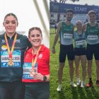 Fiona y Tilena en el podio de los campeonatos sub-23. El equipo de campo a través en Portugal.