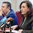La secretaria general de Unión del Pueblo Leonés y candidata a las Cortes de Castilla y León, Alicia Gallego, y el vicesecretario general de UPL y número 2 de la lista, Luis Mariano Santos, comparecen para hablar sobre los debates electorales televisados