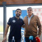 Puertas y Cayetano Franco antes de la rueda de prensa del técnico y presidente del Ademar.