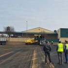 Obras en el parking de camiones de La Bañeza.
