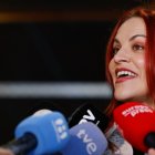 La científica leonesa y astronauta de reserva de la ESA, Sara García, durante una comparecencia ante los medios