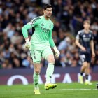Courtois en el partido contra el Manchester City, en el que se lesionó.