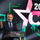 Abascal en una convención de partidos en Budapest, este sábado.