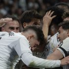 El Real Madrid celebra uno de los tres goles logrados.