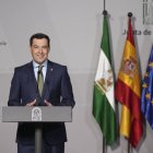 Moreno en su comparecencia para anunciar elecciones en Andalucía.