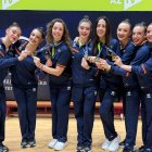 Componentes del equipo español de gimnasia rítmica que compitió en Bakú.