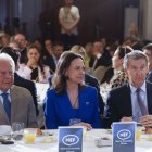 González, María Corina Machado y Feijóo, ayer.