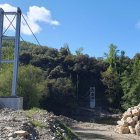 Aspecto que presentan las obras de la pasarela sobre el Sil en Valiña (Toral de los Vados).