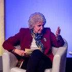 Archivo - La periodista, Soledad Gallego Díaz, durante una charla con el director de Le Monde diplomatique, José Natanson, sobre su nuevo libro 'Venezuela: Ensayo sobre la descomposición', en el Anfiteatro Gabriela Mistral de Casa América.