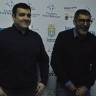 Oriol Pozo y Óscar García, en la despedida del técnico.