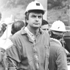 José Luis Rodríguez Zapatero, vestido de minero, en una visita a una explotación.