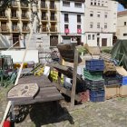 Montaje de Netflix para grabar 'El Peregrino' en la Plaza del Grano de León.
