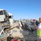. Fallece un camionero tras salirse de la vía y chocar contra seis camiones en Monzón de Campos (Palencia), el accidente se produjo de madrugada en la N-611 e una rotonda donde siempre habitualmente aparcan varios camiones de la obra del AVE