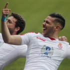 Emi Buendía celebra un gol en su etapa en la Cultural.