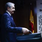 Imagen del expresidente del Gobierno José Luis Rodríguez Zapatero, durante su comparecencia en la comisión de investigación del caso Koldo en el Senado. /Archivo. EFE/ Chema Moya.