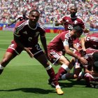 Catar celebra el gol del empate en el descuento.