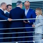 Tusk, Macron, Starmer, Merz y Meloni ayer, en Berlín.