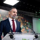 Archivo - El presidente de VOX, Santiago Abascal, en la sede nacional del partido.