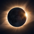 Recreación digital de un eclipse solar.